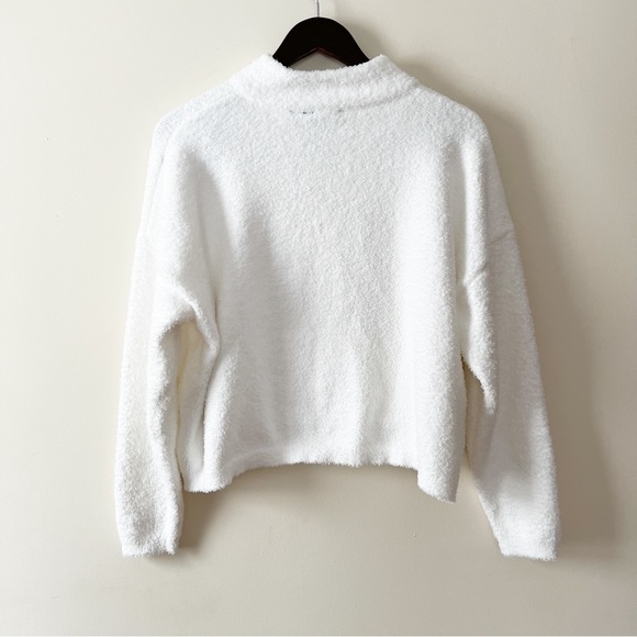 EUC RDI White Fleece 1/4 Zip up Cropped Pullover Sweater Sz L - Picture 4 of 7